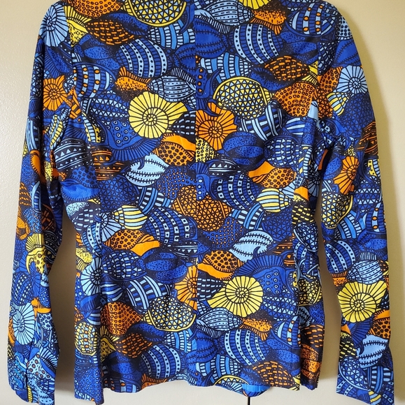 NWT Geometric African Print Blazer - Royal Blue - Picture 3 of 8